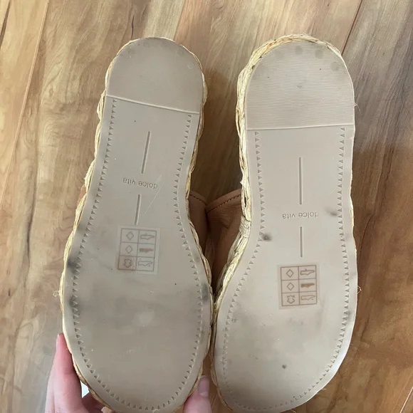 Dolce Vita Brown Leather Espadrille Slides - Picture 4 of 5